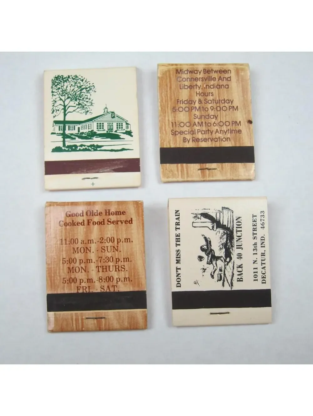 4 Matchbooks Indiana Bill Knapp's Hickory Lane The Rustic Cabin Back 4o Junction